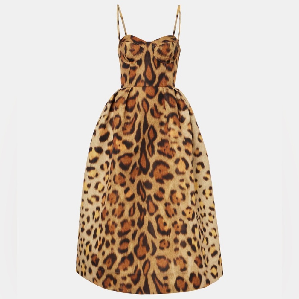 Leopard Print Midi Dress XS